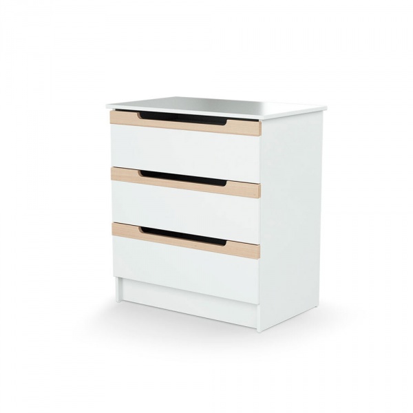 Commode à langer carrousel blanc et hêtre verni At4