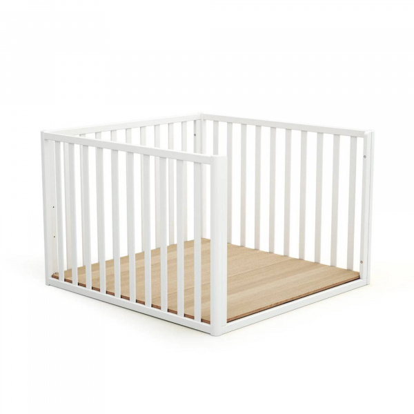 Parc évolutif confort blanc et hêtre 100 x 100 cm At4