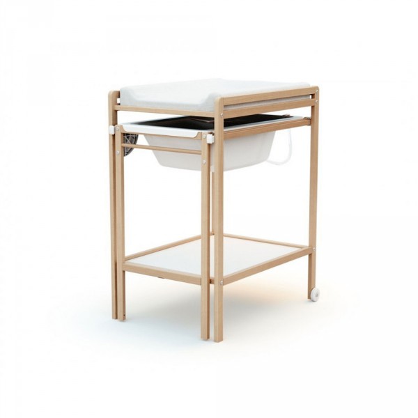 Table à langer avec baignoire essentiel hêtre verni At4
