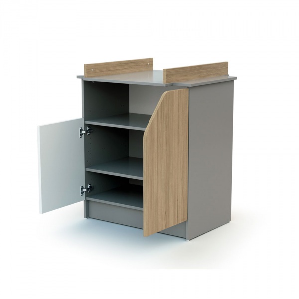 Meuble à langer carnaval blanc, gris et chêne At4