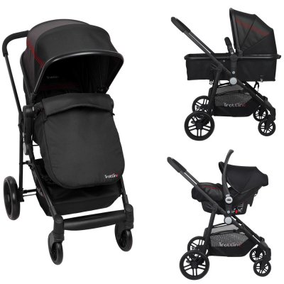 Poussette trio ts domino tri-lines noir rouge