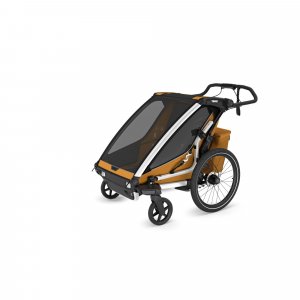 Pack remorque vélo chariot sport 2 natural gold + assise pour nouveau-né infant sling Thule
