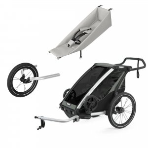 Pack remorque vélo chariot lite 1 agave + assise pour nouveau-né infant sling + kit jogging Thule