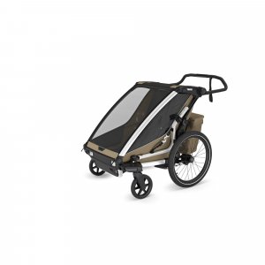 Pack remorque vélo chariot cross 2 faded khaki + assise pour nouveau-né infant sling + kit jogging Thule