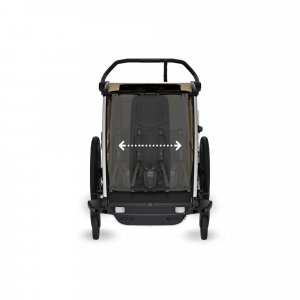 Pack remorque vélo chariot cross 2 faded khaki + assise pour nouveau-né infant sling + kit jogging Thule