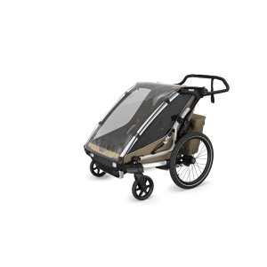 Pack remorque vélo chariot cross 1 place faded khaki + kit jogging Thule