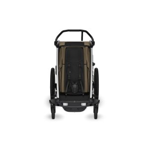 Pack remorque vélo chariot cross 1 place faded khaki + kit jogging Thule