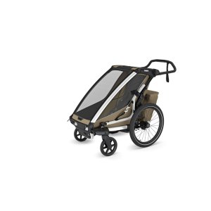 Pack remorque vélo chariot cross 1 place faded khaki + kit jogging Thule