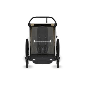 Pack remorque vélo chariot cross 2 places faded khaki + kit jogging Thule