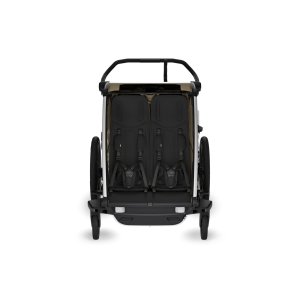 Pack remorque vélo chariot cross 2 places faded khaki + kit jogging Thule
