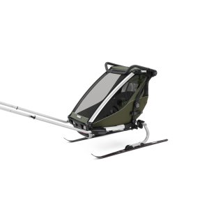 Pack remorque vélo chariot lite 1 place vintage green + assise pour nouveau-né infant sling Thule
