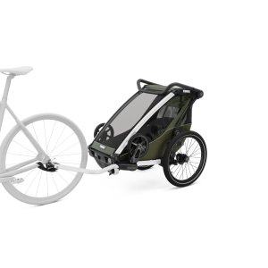 Pack remorque vélo chariot lite 1 place vintage green + assise pour nouveau-né infant sling Thule