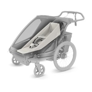 Pack remorque vélo chariot lite 2 places vintage green + assise pour nouveau-né infant sling Thule