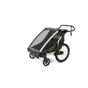 Pack remorque vélo chariot lite 2 places vintage green + assise pour nouveau-né infant sling + kit jogging Thule