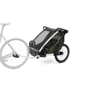Pack remorque vélo chariot lite 2 places vintage green + assise pour nouveau-né infant sling + kit jogging Thule