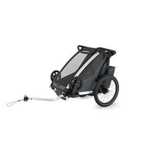 Pack remorque vélo chariot cross 1 place dark slate + kit jogging Thule