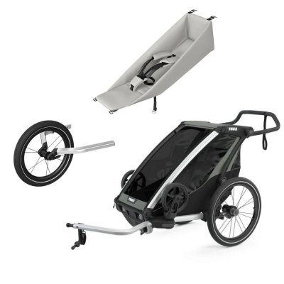 Pack remorque vélo chariot lite 1 agave + assise pour nouveau-né infant sling + kit jogging