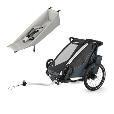 Pack remorque vélo chariot cross 1 dark slate + assise pour nouveau-né infant sling