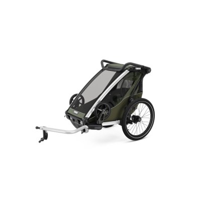 Pack remorque vélo chariot lite 1 place vintage green + assise pour nouveau-né infant sling + kit jogging