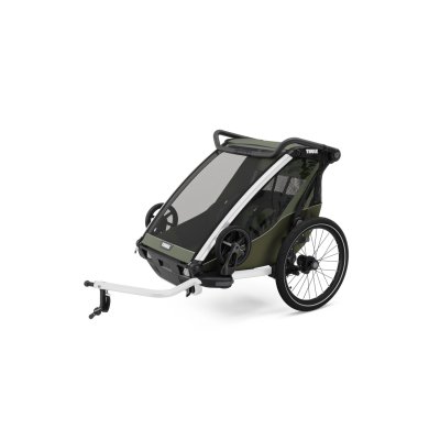 Pack remorque vélo chariot lite 2 places vintage green + kit jogging