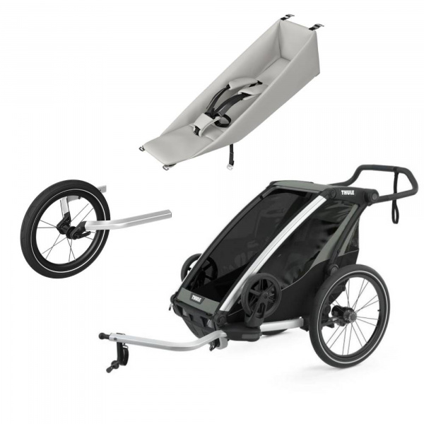 Pack remorque vélo chariot lite 1 agave + assise pour nouveau-né infant sling + kit jogging Thule