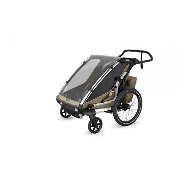 Pack remorque vélo chariot cross 1 faded khaki + assise pour nouveau-né infant sling + kit jogging Thule
