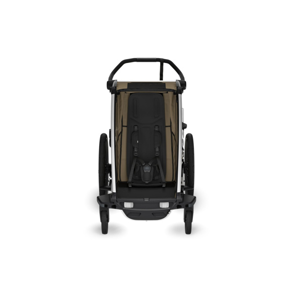 Pack remorque vélo chariot cross 1 place faded khaki + kit jogging Thule