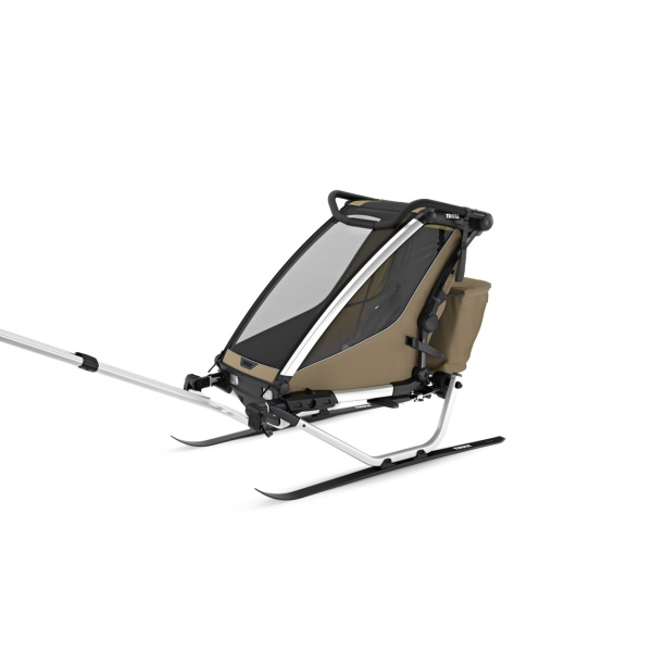 Pack remorque vélo chariot cross 1 place faded khaki + kit jogging Thule