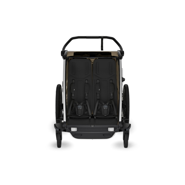 Pack remorque vélo chariot cross 2 places faded khaki + kit jogging Thule