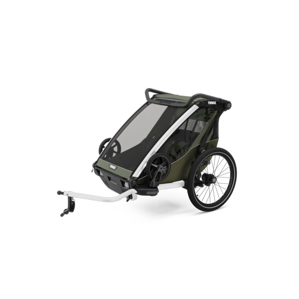 Pack remorque vélo chariot lite 2 places vintage green + assise pour nouveau-né infant sling Thule