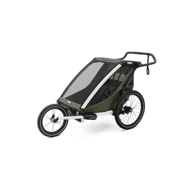 Pack remorque vélo chariot lite 2 places vintage green + assise pour nouveau-né infant sling Thule