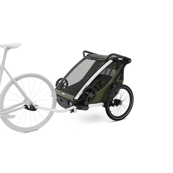 Pack remorque vélo chariot lite 2 places vintage green + assise pour nouveau-né infant sling Thule