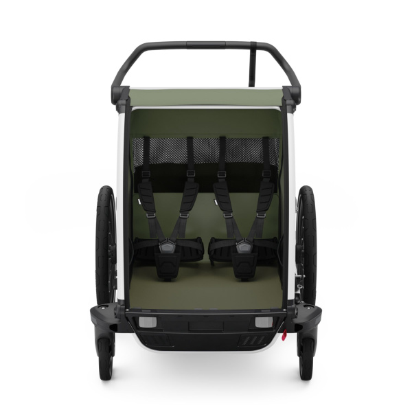 Pack remorque vélo chariot lite 2 places vintage green + assise pour nouveau-né infant sling + kit jogging Thule