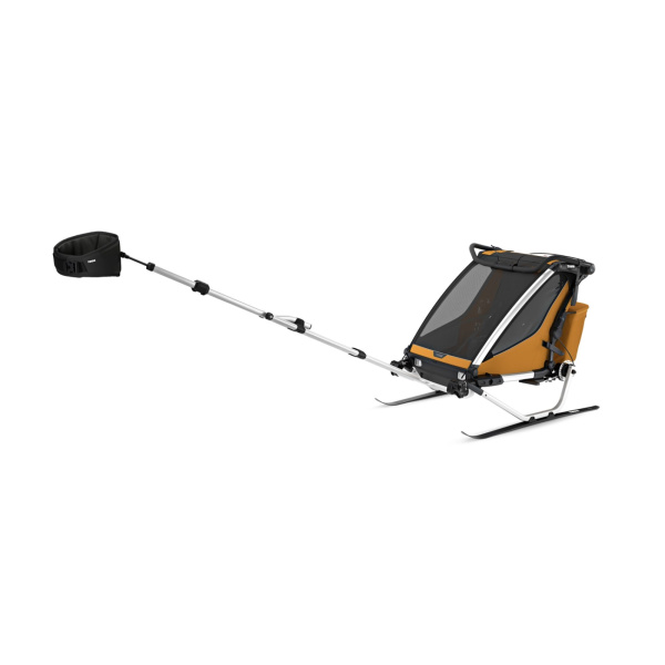 Pack remorque vélo chariot sport 2 places natural gold + kit jogging Thule