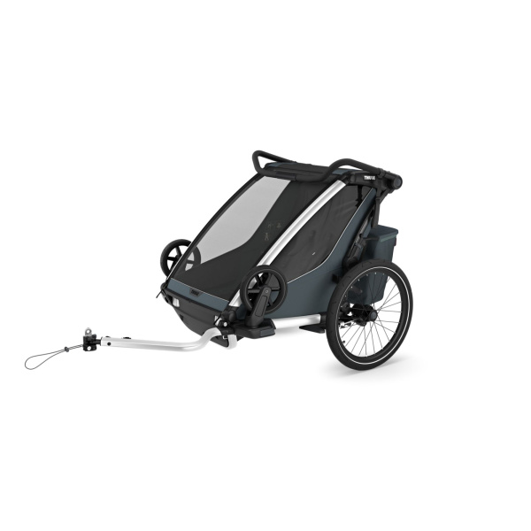 Pack remorque vélo chariot cross 2 places dark slate + kit jogging Thule