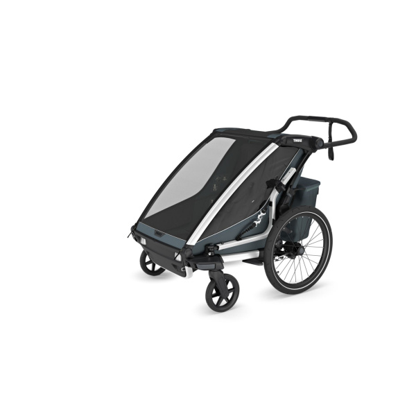 Pack remorque vélo chariot cross 2 places dark slate + kit jogging Thule