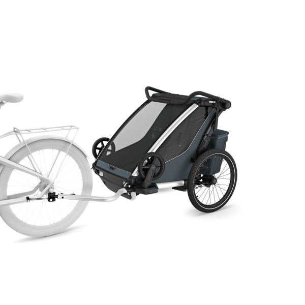 Pack remorque vélo chariot cross 2 places dark slate + kit jogging Thule
