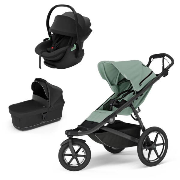 Poussette trio urban glide 3 mist green + siège auto maple + nacelle urban glide black Thule