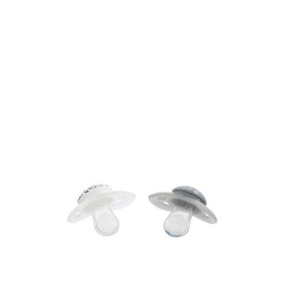 Lot de 2 sucettes silicone 0-6m gris et blanc