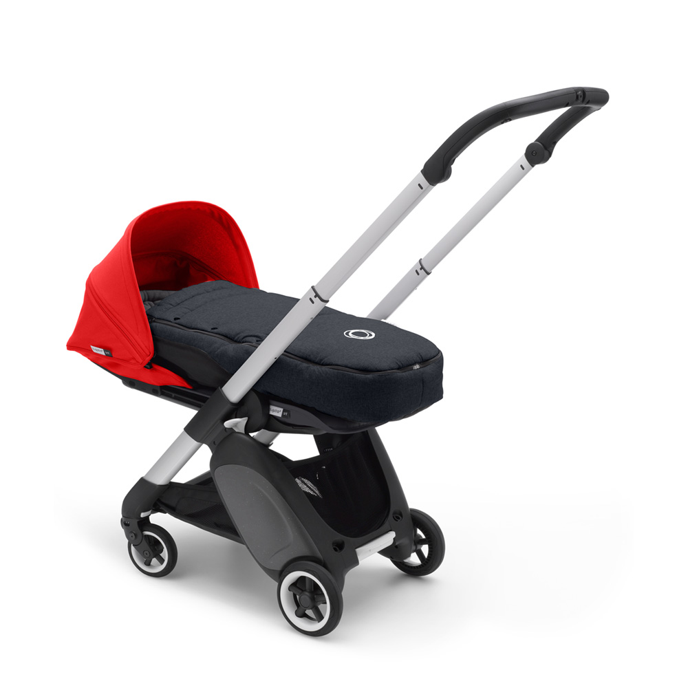 Pack poussette duo ant alu complète noir et rouge avec nid