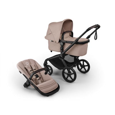Poussette duo fox 5 tout terrain complète noir / taupe desert chiné