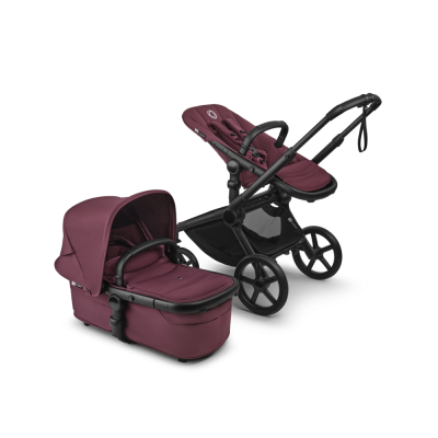 Poussette duo fox 5 tout terrain complète noir / cerise intense