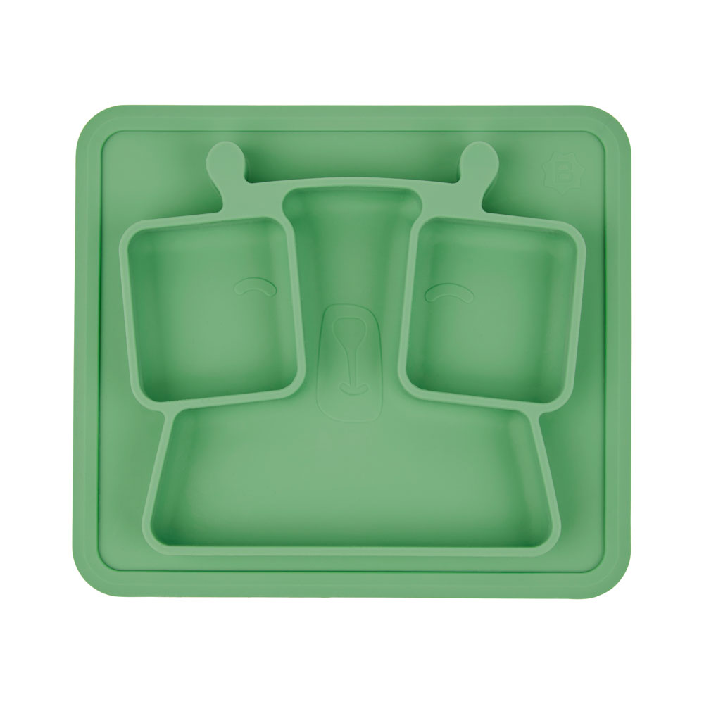 Assiette à compartiments vert antidérapante silicone dès 4 mois