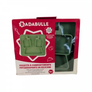 Les imparfaits - assiette compartimentée en silicone verte Badabulle