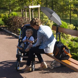 Ombrelle poussette anti-uv noire Badabulle