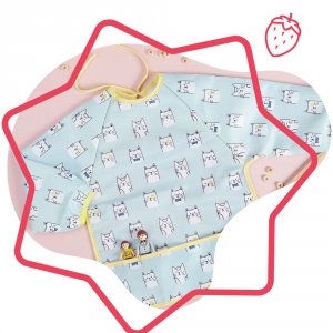 Bavoir manches longues bleu Badabulle