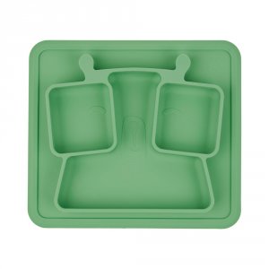 Assiette bébé à compartiments anti-dérapante verte Badabulle