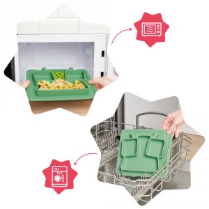 Assiette bébé à compartiments anti-dérapante verte Badabulle