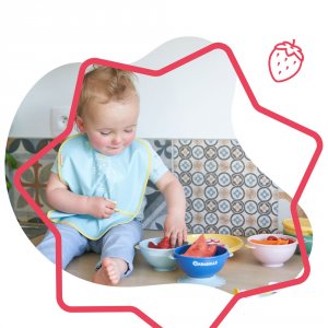 Lot 5 bols fun colors + 5 couvercles + 1 ventouse + 3 cuillères Badabulle