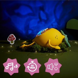 Veilleuse bébé projection basile jaune citron Badabulle
